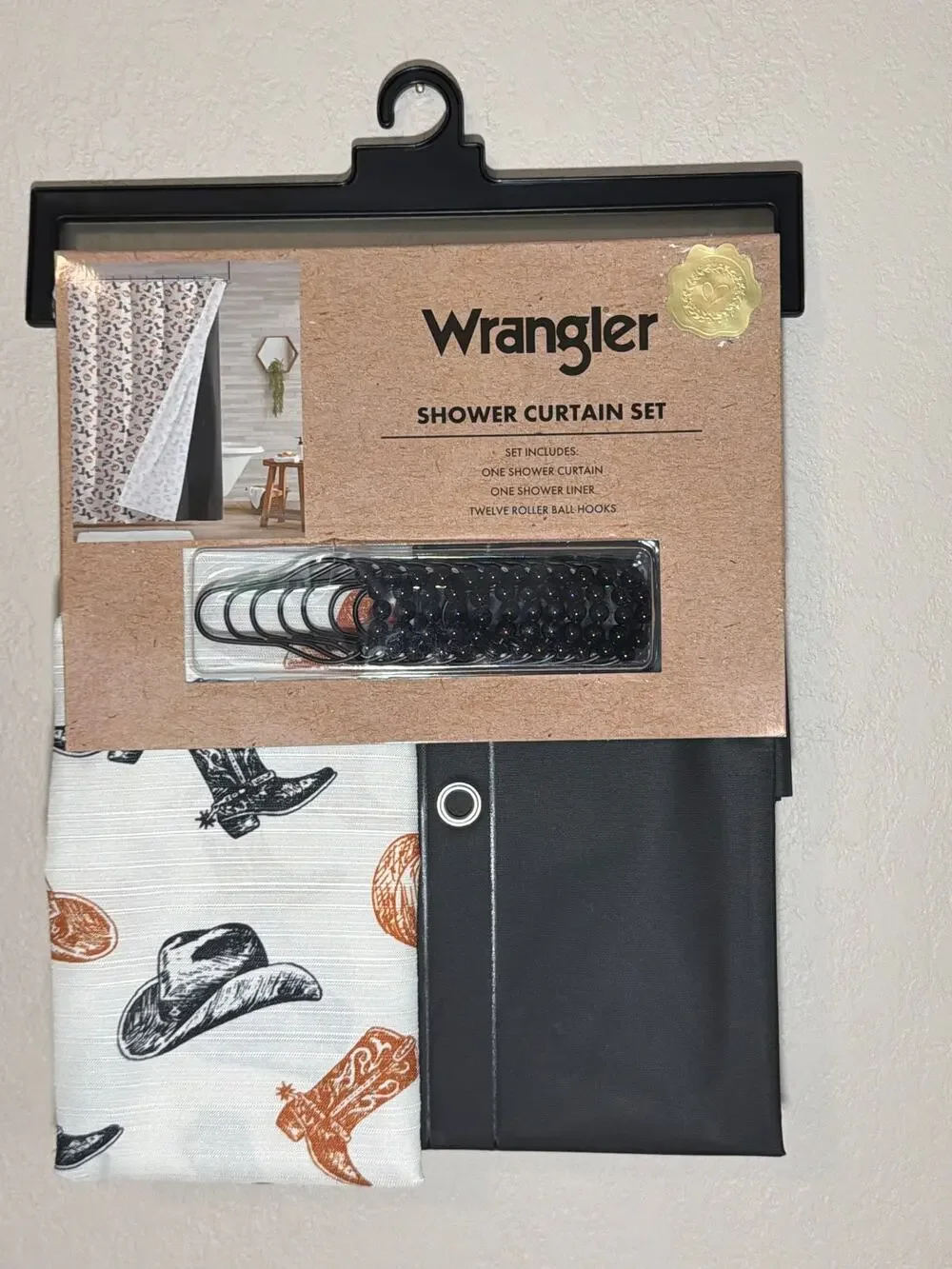 Wrangler Boots N Hats N Pumpkins Beige 12 pc Shower Curtain Set 72x72